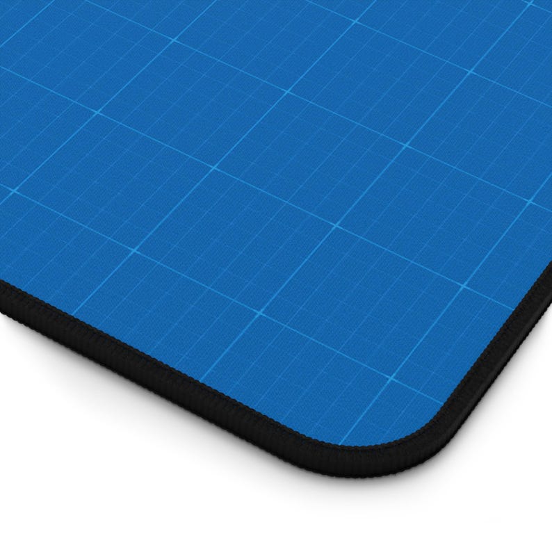 Blueprint Grid Desk Mat | 3 Sizes White Lines Minimalist Mouse Pad, Aesthetic Desk Pad for Office, Computer Desk Mat image 4