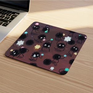 Podkładka pod mysz Soot Sprites | 9" x 8", prezent Susuwatari Anime, podkładka pod mysz biurowa, podkładka pod mysz