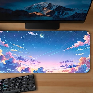 Pastel Clouds Desk Mat | 3 Sizes Mouse Pad Moon Desk Decor Accessories Cute Kawaii Aesthetic Gift