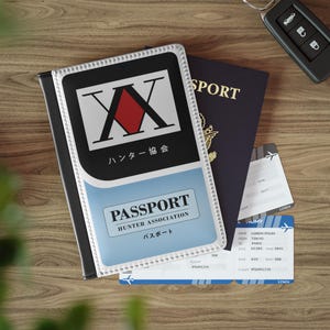 Hunter-licentiepaspoortomslag | Gepersonaliseerde paspoorthouder, cadeau voor reizigers, aangepaste leren paspoortportemonnee reis-ID's