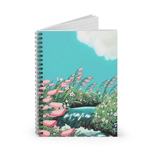 Cuaderno de notas con paisajes de flores de Howl / Cuaderno de líneas, Ghibli, Diario, Apuntes escolares, Lista de compras