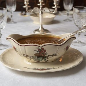 Sarreguemines Creamy-Beige Gravy Boat – Obernai Design, c. 1920 | Retro kitchen | Vintage