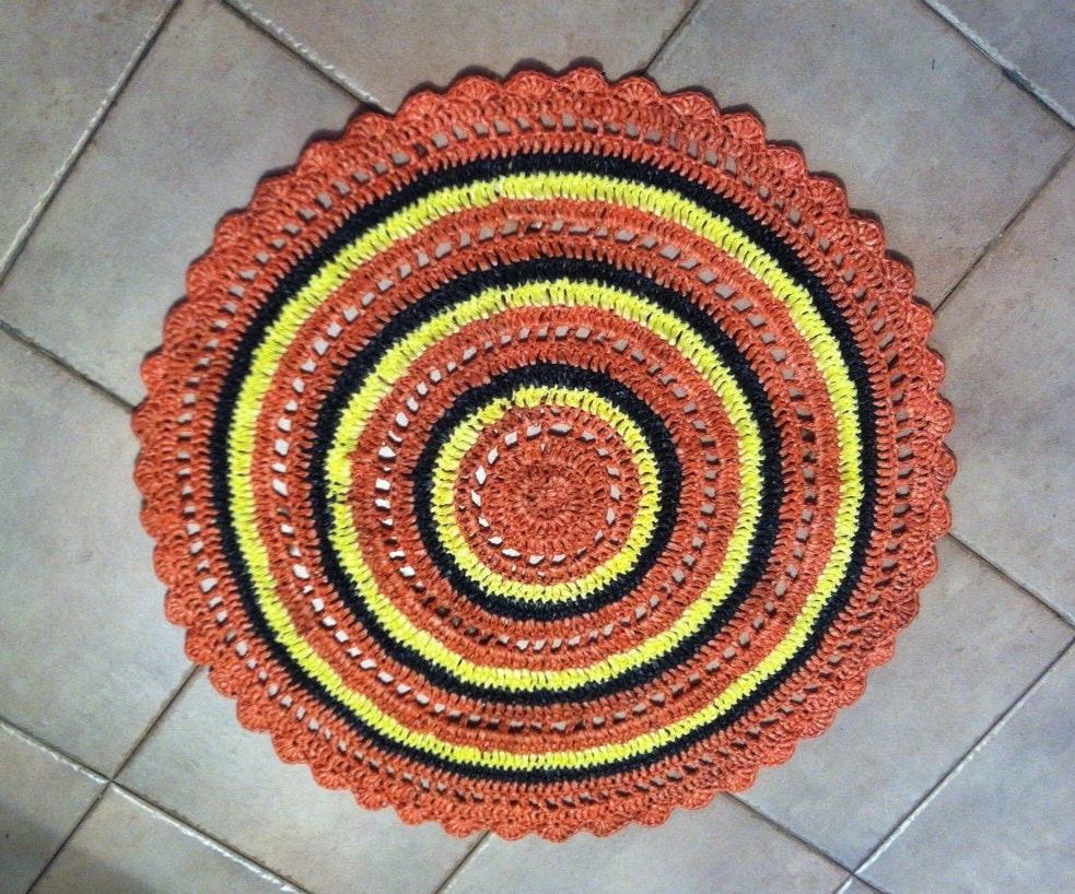 Crochet rug2 plastic doily rug Plastic bag rug Recycled Etsy