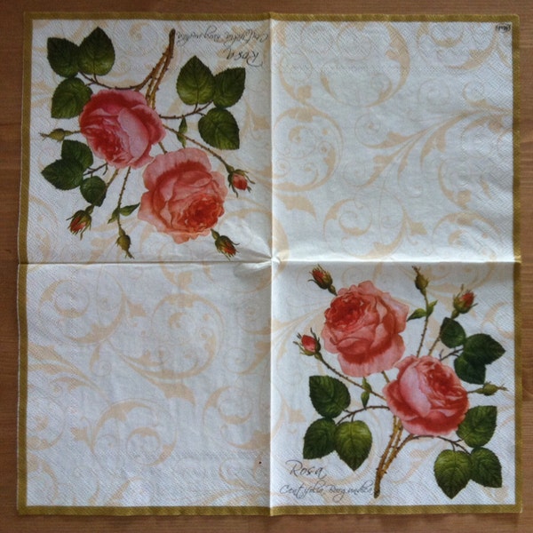 Roses Paper Flowers Napkins for Decoupage Napkins with Roses Napkins for Art Luxury Design Wedding Birthday DECOUPAGE SERVIETTE