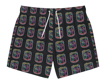 Short de bain cocktail avec palmiers fluo | Impression intégrale