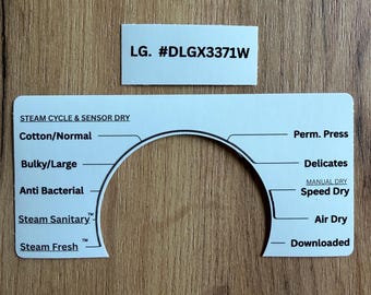 LG DLGX3371W Dryer Control Panel Vinyl Sticker Decal Replacement - Faded Dial Fix