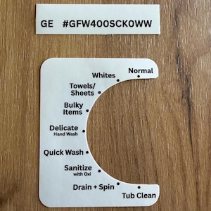GE GFW400SCKOWW Washer Control Panel Vinyl Decal Sticker - Faded Labels Fix