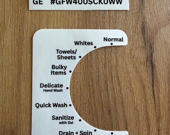 GE GFW400SCKOWW Washer Control Panel Vinyl Decal Sticker - Faded Labels Fix