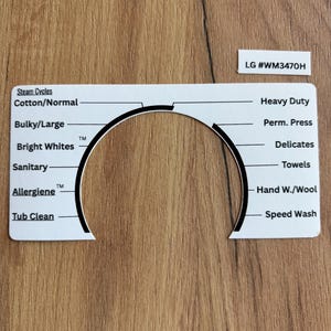 LG WM3070H Washer Dial Sticker Replacement - Vinyl Control Knob Decal Overlay - Waterproof Label for WM3070H