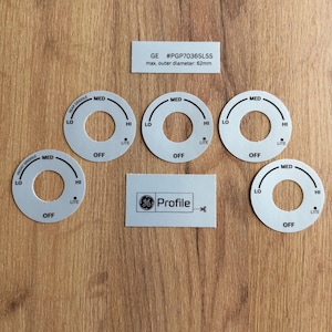 GE PGP7036SLSS Gas Cooktop Replacement Vinyl Dial Stickers - Fix Faded Knob Decals