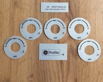 GE PGP7036SLSS Gas Cooktop Replacement Vinyl Dial Stickers - Fix Faded Knob Decals