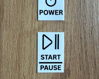 Etiquetas de repuesto para los botones de encendido e inicio/pausa de la secadora Samsung - Etiquetas del panel de control DVE45T3200W
