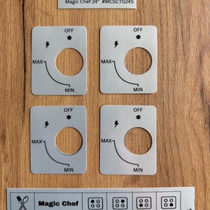 Magic Chef 24-Zoll MCSCTG24S Stove Control Aufkleber Ersatz-Vinylsticker-Set