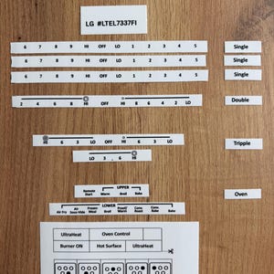 LG LTEL7337FI Burner Knob Vinyl Stickers Faded Labels Fix