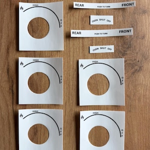 Wolf Range Stove Knob Decals – Vintage Stove Repair Overlay Stickers (3"x3") - Full package