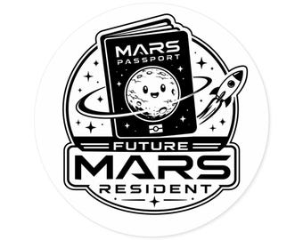 Pegatinas redondas para coche con la frase "Futuro residente de Marte" / Autopista espacial (4"x4")