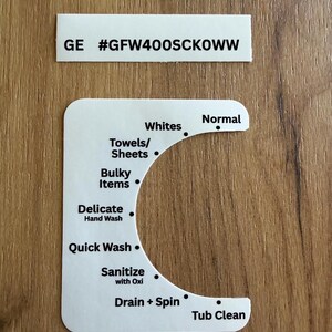 GE GFW400SCKOWW Waschmaschinen-Bedienfeld-Aufkleber aus Vinyl – Reparatur verblasster Etiketten
