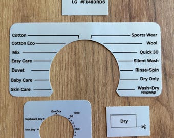 LG F1480RD6 Washer Vinyl Replacement Sticker - Faded Control Panel Decal