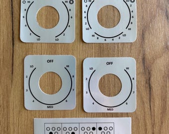 Samsung NE59M7630 Stove Knob Decal Sticker Replacement Set - Control Dial Overlays