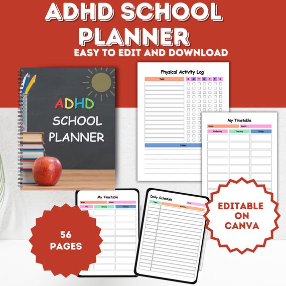 ADHD School Planner - Focused Learning & Organizational Tool for Students with ADHD