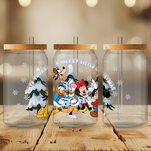 Topolino e i suoi amici ispirati a Christmas Carol PNG SVG DTF Cup Wrap 16oz Libby Glass Tumbler Solo download digitale