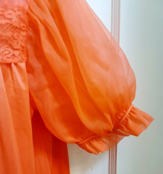 Ladies Vintage Nylon and Lace Coral Color House C… - image 2
