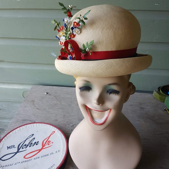 Vintage 1950s Mr. John Classic Floral Fashion Hat - image 1