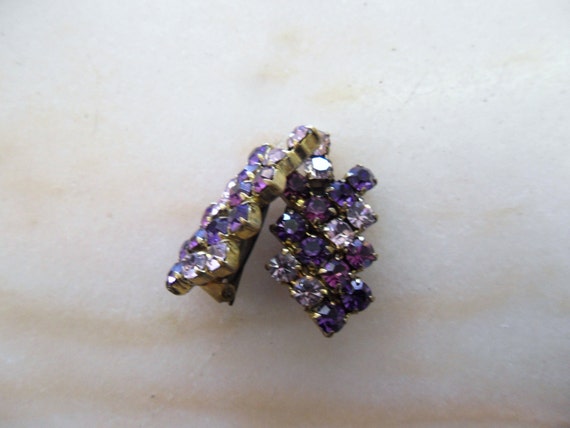 Vintage Two Tone Purple Austrian Crystal Brooch a… - image 4