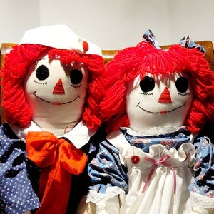 Vintage Hand Made Raggedy Ann and Andy Dolls