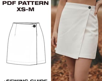 Womens Wrap Skirt Sewing Pattern| mini skirt pattern|pdf sewing pattern|wrap skirt|Digital Pattern | XS - M | A4, Plotter, USletter
