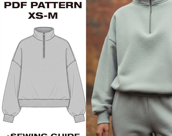 Women Sweater Pattern, Zip anorak Pattern for Women, Zip Up Sweater Pattern, Women Sewing Pattern | XS-M | A4, US Letter, Plotter