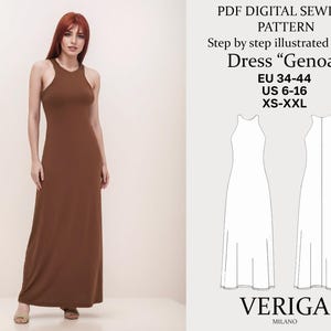 Bodycon Dress Pattern  // Stretchy sleeveless bodycon dress printable PDF sewing pattern
