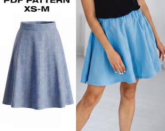 Lucia Half Circle Skirt PDF Sewing Pattern | Elastic Waist Mini Skirt | Easy 2 Piece Beginner Pattern | Sizes XS-M | Digital Download