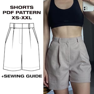 Summer Shorts Pattern | Women Shorts Pattern | Beginner Shorts | Classic shorts pattern | High Waist Wide Leg Shorts A0, USletter,A4, XS-XXL