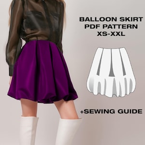 Bubble skirt pattern, balloon skirt sewing pattern PDF, summer skirt, mini skirt pattern for women - instant download XS - XXL | A4, Plotter