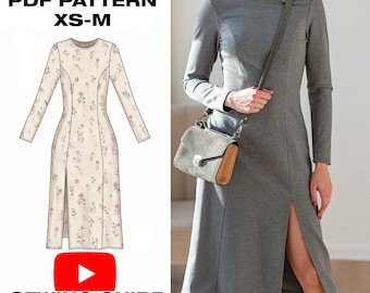 Fitted Midi Dress PDF Sewing Pattern | Long Sleeve Sheath Dress | Princess Seam Pencil Dress | Womens XS-M | Digital Download + Guide