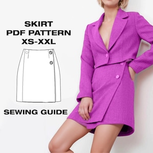 Gonna mini a vita alta a trapezio modello di cucito / modello di cucito pdf / Modello gonna / XS-XXL / US 6-16 / Modello di cucito per principianti
