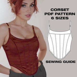 Modello corsetto tubolare bustier, modello corsetto con cerniera, corsetto overbust, corsetto cosplay, modello di cucito corsetto / guida al cucito, TAGLIE XS-XXL