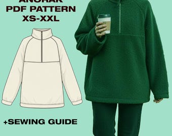 Hoodie sewing pattern | Anorak sewing pattern | Warm pattern | PDF Pattern | XS - XXL | A4, Plotter, letter | Hoodie Schnittmuster