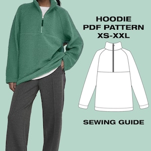 Cartamodello per cucire felpa con cappuccio / Cartamodello per cucire giacca a vento / Modello caldo / Modello PDF / XS - XXL / A4, Plotter, lettera / Schnittmuster con cappuccio