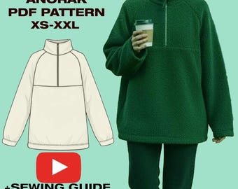 Hoodie sewing pattern | Anorak sewing pattern | Warm pattern | PDF Pattern | XS - XXL | A4, Plotter, letter | Hoodie Schnittmuster