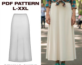 A-Line Maxi Skirt Sewing Pattern | High Waist Skirt | Beginner Friendly | L–XXL | A4, Letter, Plotter