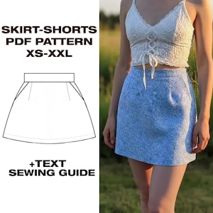 Mönster för sommarminikjol och shorts | A-linjekjolmönster | Kjol med shortsmönster | Sommarshorts | US 6-16 | A4, Letter, Plotter