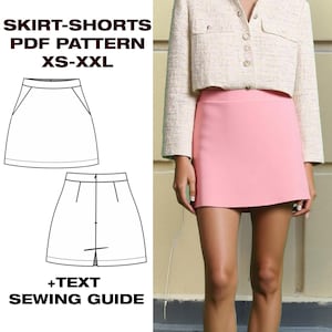 Summer Shorts Skirt Pattern | Women Shorts Pattern | Beginner Shorts skirt | Classic shorts | culotte mini skirt | A0,USletter,A4, XS-XXL