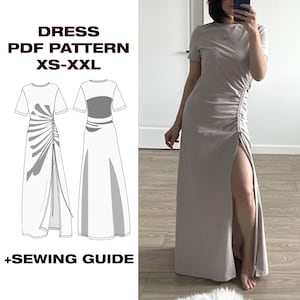 Patrón de vestido de verano / Patrón de costura de vestido de mujer / Patrón de vestido de fiesta / Patrón de vestido de novia US 6-16 / A4, Carta, Plotter