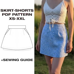 Summer Mini Skirt-Shorts Sewing Pattern | A Line Skirt Pattern | Skirt with shorts pattern | Summer shorts | US 6-16 | A4, Letter, Plotter