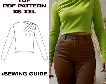 Pleated Draped Top Sewing Pattern: Y2K Summer Style (PDF Pattern)