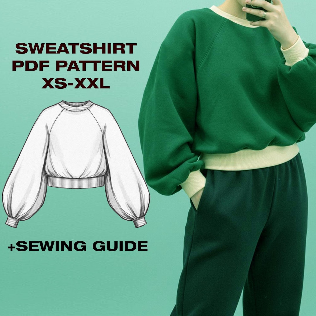 Raglan Sleeve Sweatshirt Sewing Pattern: Women's Oversize Sweater (US 2-12) (PDF Pattern)