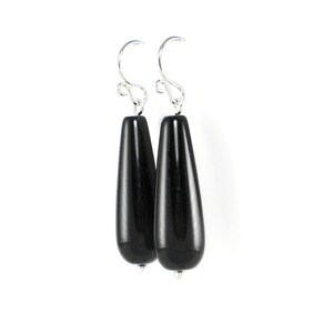Black Onyx Dangle Earrings: Sterling Silver French Hook