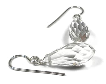 Clear Crystal Earrings Sterling Silver, Crystal Drop Dangle Earrings, Teardrop Earrings, Wedding Earrings, Bridesmaid Earrings